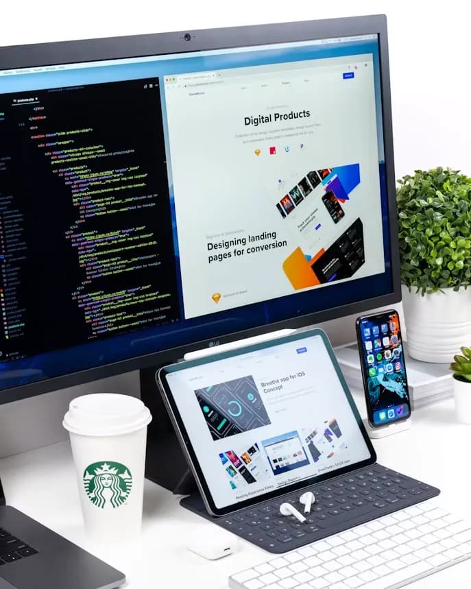Website layout on a laptop screen