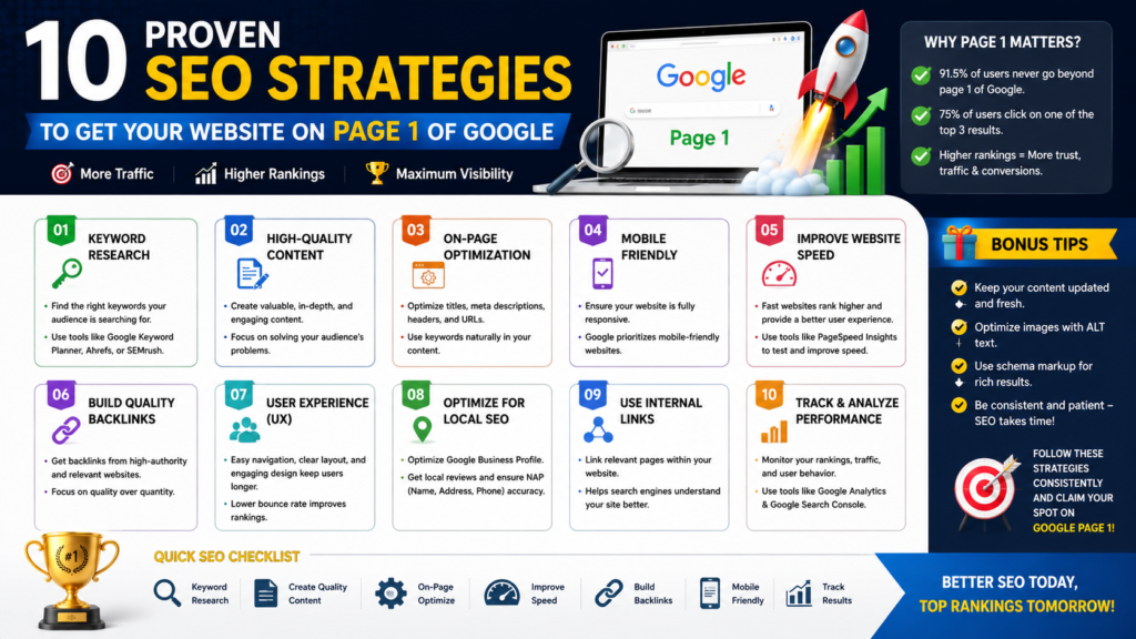 10 Proven SEO Strategies to Get Your Website on Page 1 of Google